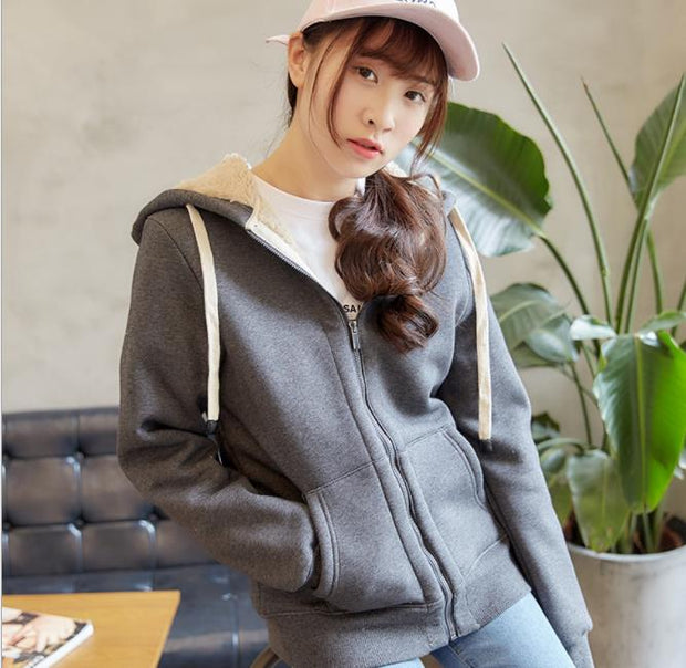 lamb hair Hooded sweatshirt winter