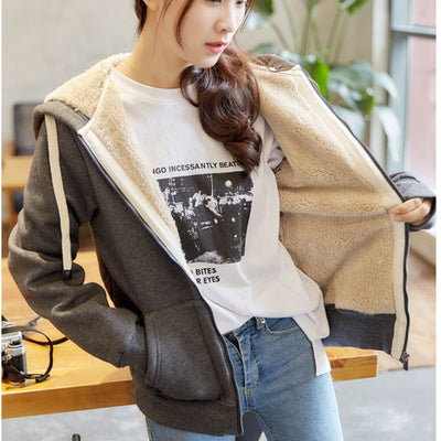 lamb hair Hooded sweatshirt winter