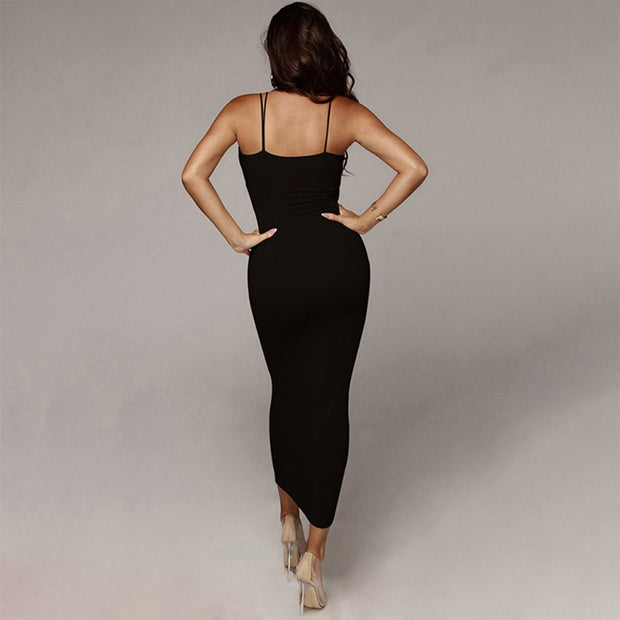 Sleeveless Backless Sling Fitted Dress