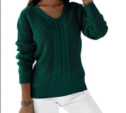 Knitting Twist Sweater Women's Solid Color Long Sleeve
