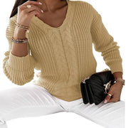 Knitting Twist Sweater Women's Solid Color Long Sleeve