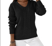 Knitting Twist Sweater Women's Solid Color Long Sleeve