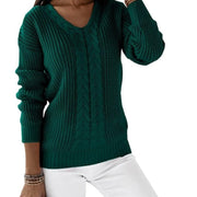 Knitting Twist Sweater Women's Solid Color Long Sleeve