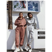 Two Piece Long Sleeve Hooded Sweatshirt Pants Set