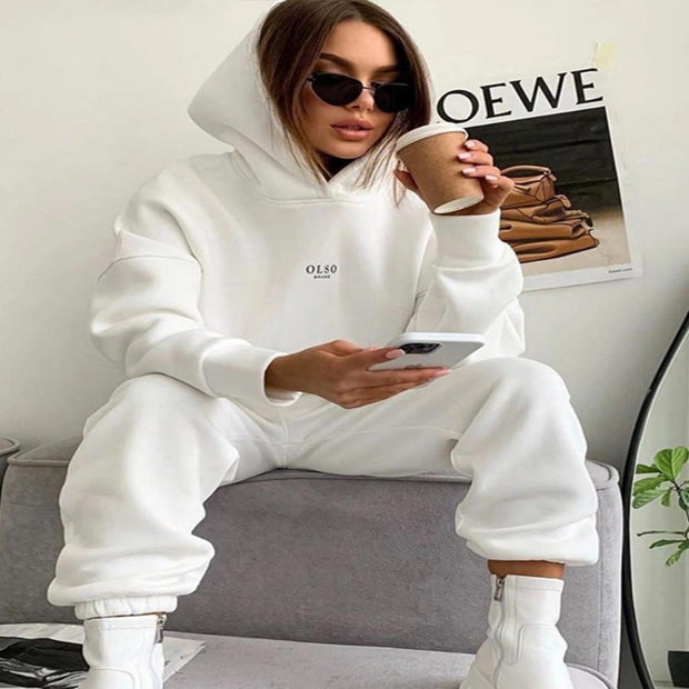 Top Elastic Waist Pant Ladies Fleece Streetwear