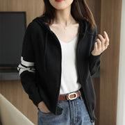 Wool Cardigan Casual Loose Knit Zipper Coat Hooded