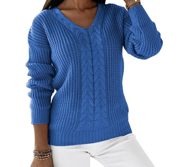 Knitting Twist Sweater Women's Solid Color Long Sleeve