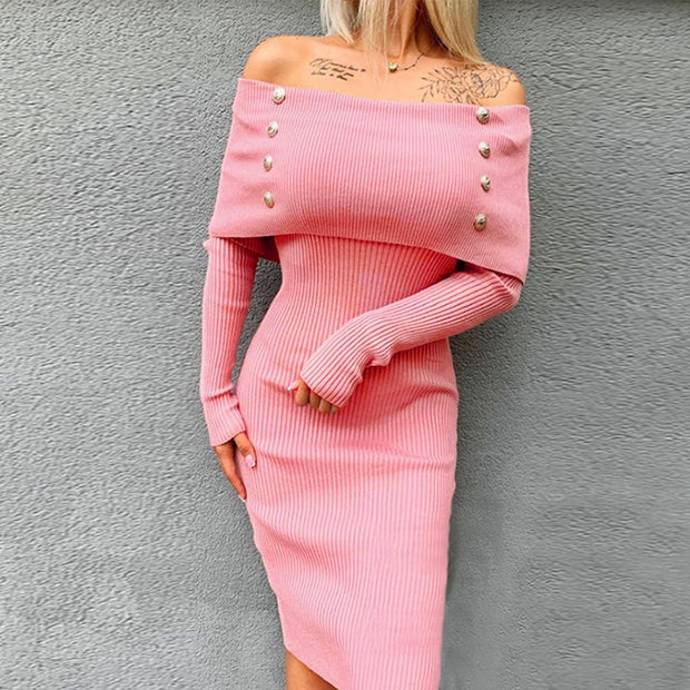 Knitted Bodycon Split Sweater Dress