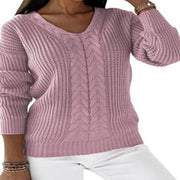 Knitting Twist Sweater Women's Solid Color Long Sleeve